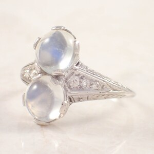 Reserve  for Mona Platinum Twin Moonstone Ring
