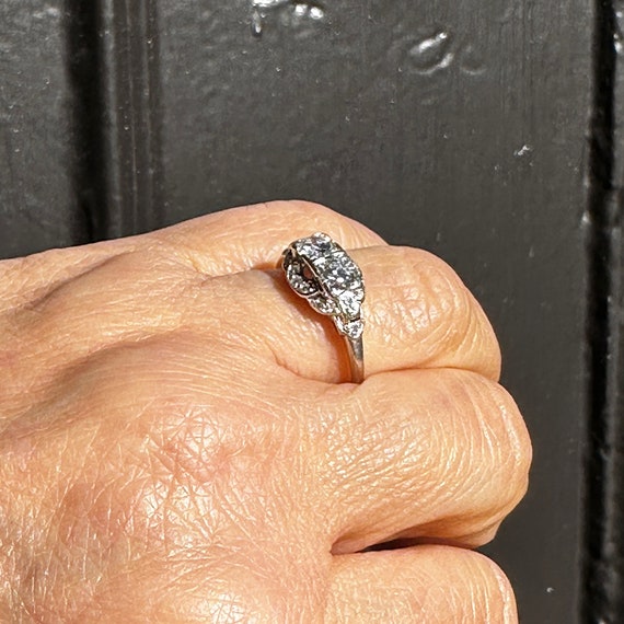 Art Deco Platinum Diamond Ring - image 5