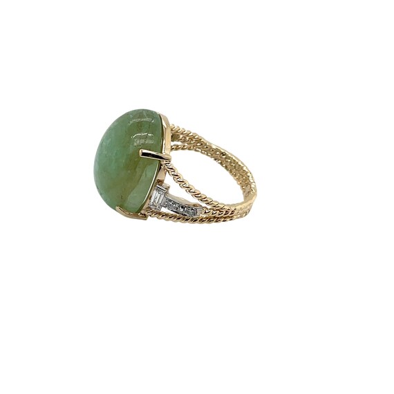 14K Yellow Gold Emerald and Diamond Ring - image 2