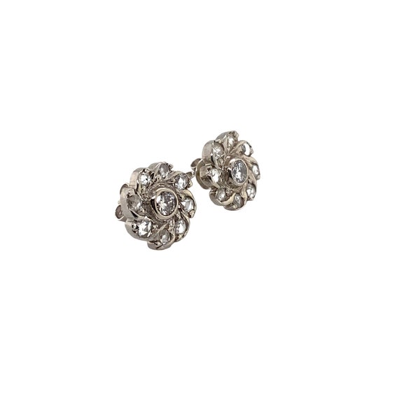 14K White Gold Diamond Cluster Earring - image 4