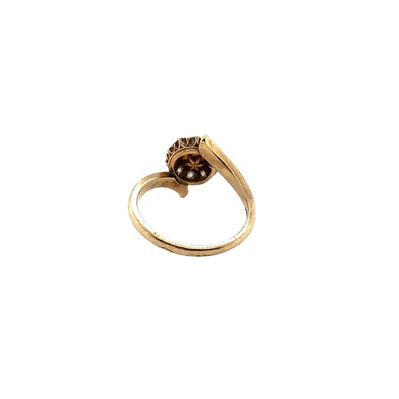 Victorian 14K Yellow Gold Pearl and Diamond Ring - image 3