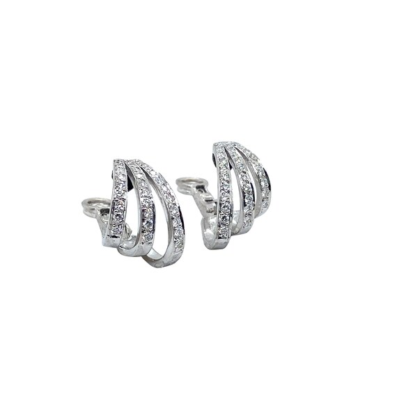 18K White Gold Diamond Hoop Earring - image 3