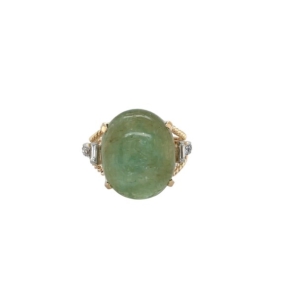 14K Yellow Gold Emerald and Diamond Ring - image 1