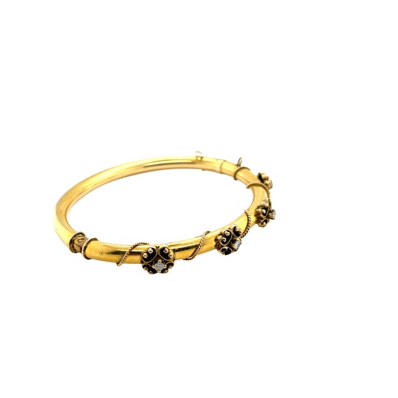 14K Yellow Gold Diamond Bangle Bracelet - image 4