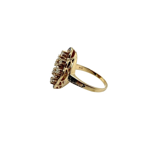 14K Yellow Gold Enamel and Diamond Ring - image 2