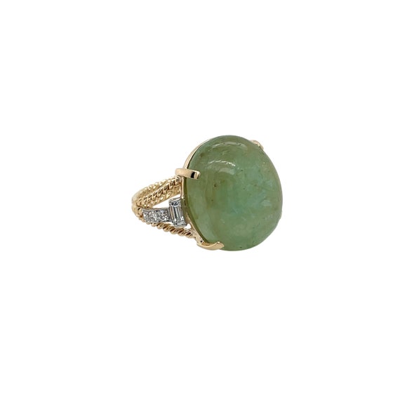 14K Yellow Gold Emerald and Diamond Ring - image 4