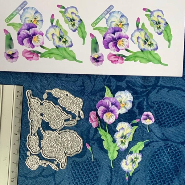 Small Pansy Die with print-out sheets/decoupage