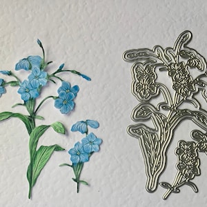Vergissmeinnicht blaue Blume Stanzschablone Blumen Set mit Bild. Serviettentechnik