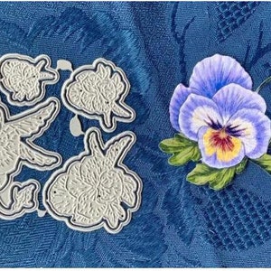 Die set bloemenviooltjes met 2 afdrukvellen/decoupage bloemen