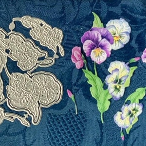 Stiefmütterchen Würfel mit Ausdruckbögen/Decoupage