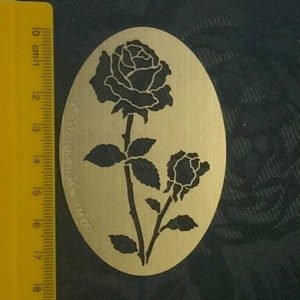 Small Steel Stencil Oval Floral Flowers Rose Emboss METAL