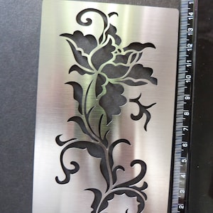 Stainless Steel Stencil Oriental Rose Flower Floral Emboss Pyrography