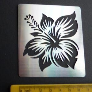 Kleine Edelstahl Schablone Hibiskus Blume Floral, mit Prägung