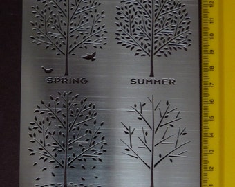 Stainless * Steel * Stencil * Emboss* Paste / Pyrography * Tree * 4 Seasons * Spring*Summer*Fall*Winter