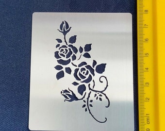 Small Size Steel Stencil Oblong Floral Rose Rose Spray Embossing stencil