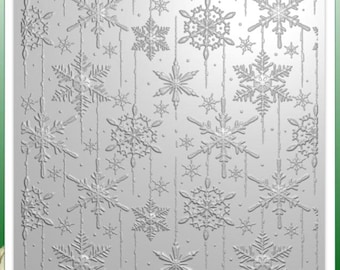 John Next Door Square 3D Embossing Folder JND492 Retro Snowflakes 153x153mm 6x6inch. Background.