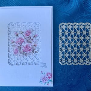 Matrice de découpe dentelle florale effet treillis de fond cadre