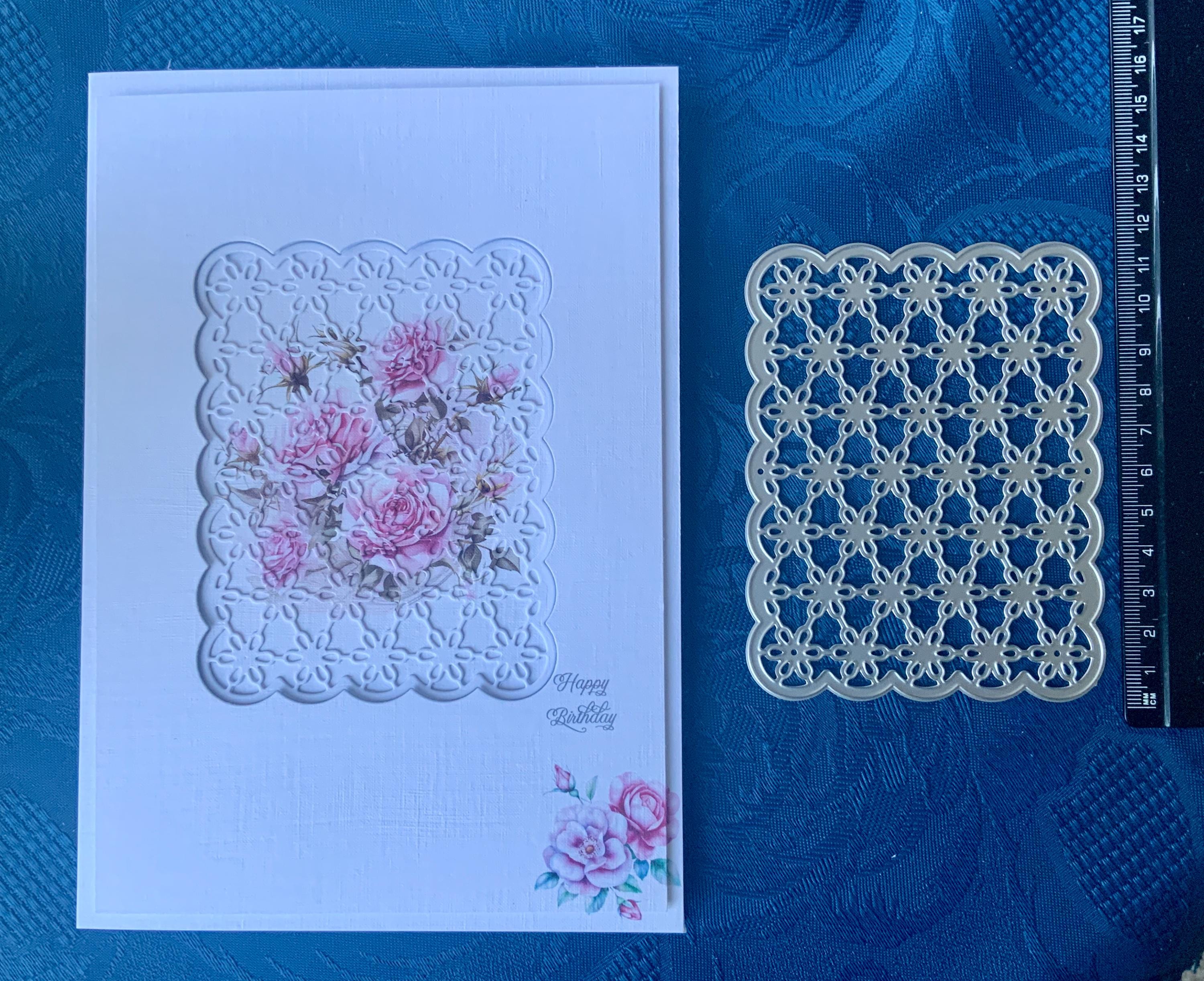 Cutting Die Floral Lace Lattice Effect background Frame/Please use with metal adaptor shim