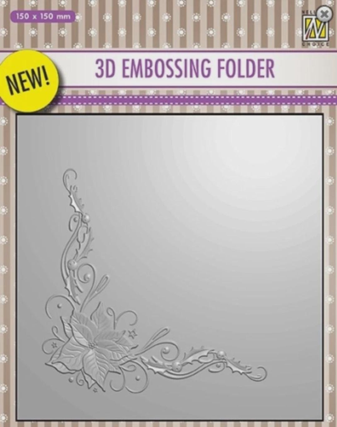 Nellie Snellen 3D Embossing Folder EF3D006 Poinsettia Corner 5.3/4 X 5. ...