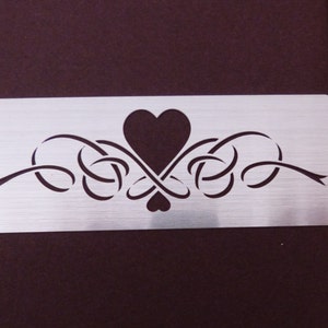 Small Border Metal Stencil Heart Swirl emboss Stainless Steel Pyrography Emboss image 2