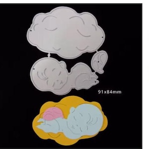 Matrice de découpe Bébé sur un nuage - Naissance/anniversaire pour la fabrication de cartes