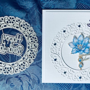 Stunning Floral Circle Happy Birthday Set Cutting Die. Best used with metal adaptor.