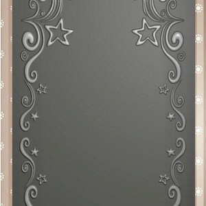May include: A gray 3D embossing folder with a decorative design of stars and swirling vines. The text "3D EMBOSSING FOLDER" is at the top. The folder has a decorative border.
