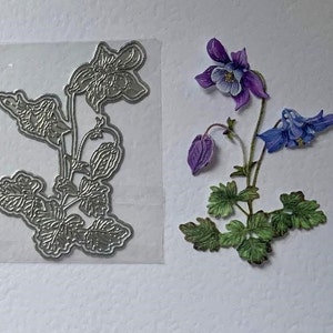 Akelei Aquilegia Blumen Blumen-Stanzschablonen-Set mit gedrucktem Bild