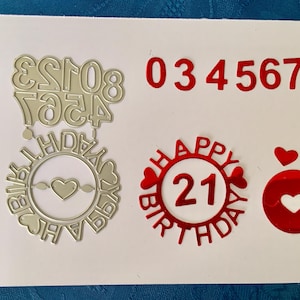Small Cutting Die Happy Birthday Heart Circle Set with Numbers