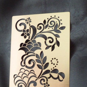 Large Size steel stencil Oblong  Oriental Flower Flourish Pyrography Emboss LJ927