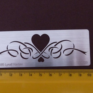 Small Border Metal Stencil Heart Swirl emboss Stainless Steel Pyrography Emboss image 1