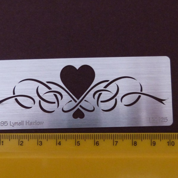 Small Border Metal Stencil Heart Swirl emboss Stainless Steel Pyrography Emboss