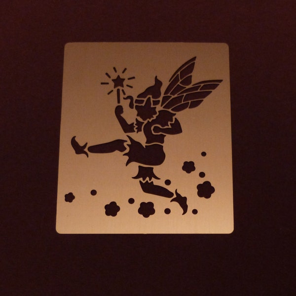 Stainless Steel Metal Stencil Oblong Fairy Pixie Floral Star Emboss Pyrography