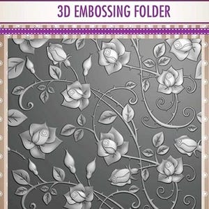 Nellie Snellen Square 3D Embossing Folder EF3D011 Roses 150x150mm. 5.3/4x5.3/4 inch. Background.