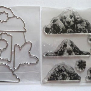 Jeu de matrices de découpe Noël chiot chien et tampons non montés.