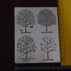 Stainless Steel Stencil Emboss Paste / Pyrography Tree 4 Seasons SpringSummerFallWinter image 2