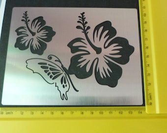 Stainless Steel Metal stencil Ornate Flower Floral Lily Butterfly Emboss