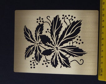 Brass Stencil Template Oblong Poinsettia Flower Floral Emboss LARGE