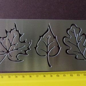 Medium Stainless Steel Stencil Oblong Leaf Leaves - Emboss Pyrography