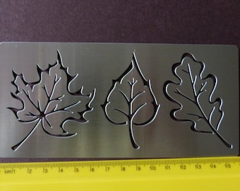 Medium Stainless Steel Stencil Oblong Leaf Leaves - Emboss Pyrography