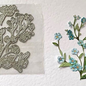 Blaue Blüte Vergissmeinnicht zarte Blumen Die Set mit Druck