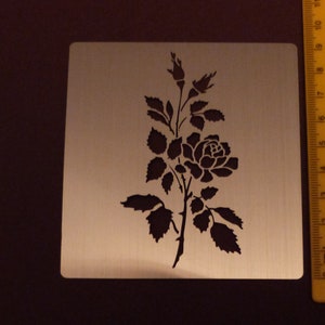 Small Size Steel Stencil Oblong Floral Rose Upright Pyrography Emboss