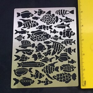 Stainless steel stencil Oblong Fish Aquatic Background Emboss Paste Pyrography