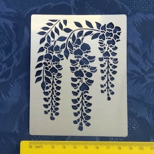 Stainless Steel stencil Oblong Wisteria Flower Blossom Emboss Medium Pyrography