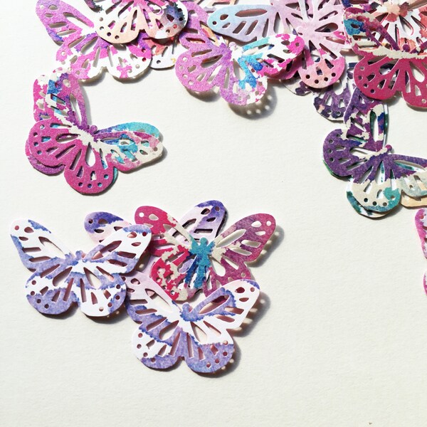 25 paper butterflies, paper craft, card making, die cut from premium kaleidoscope card stock