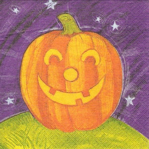 4 small Halloween Pumpkin paper napkins, squash collage and mix media serviette, jack o lantern junk journal ephemera g422