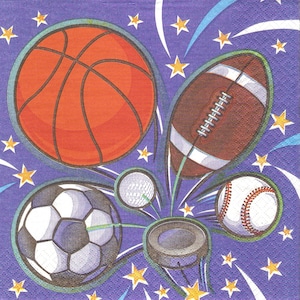 4 Sport-Papierservietten für Decoupage, Football Fußball Baseball Collage und Mix Media Papier, g437