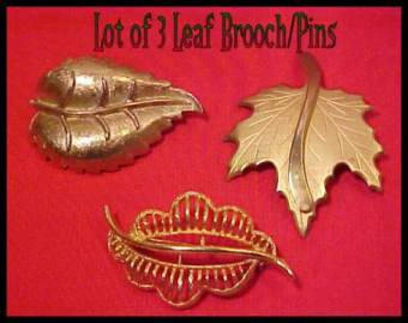 Vintage Leaf Brooches * LOT 10 Brooch Destash Jewelry Destash Destash LOT OF 3 Brooches for Crafts Assemblage