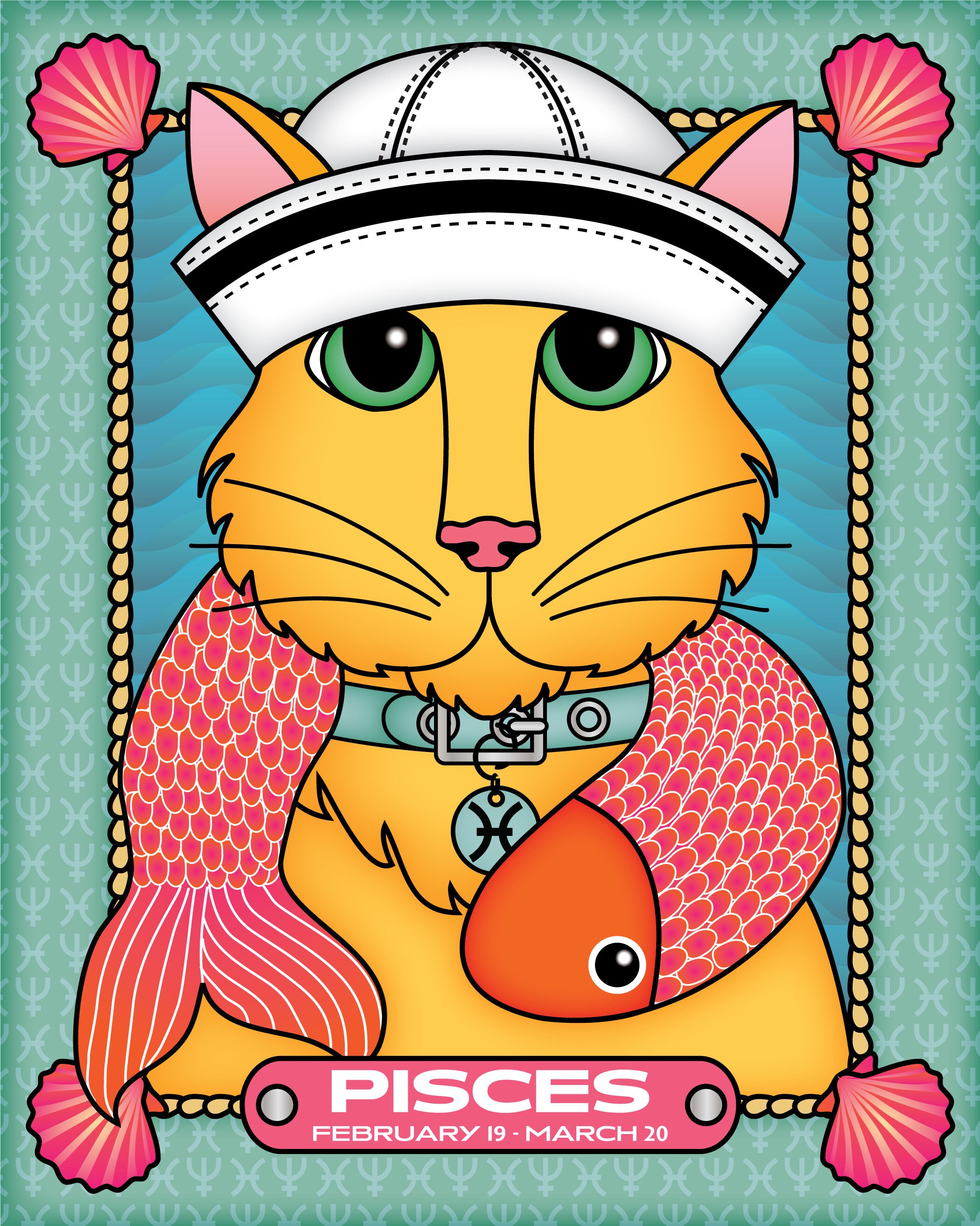 Astrology Cat Art Pisces Cat Horoscope Digital File for Etsy