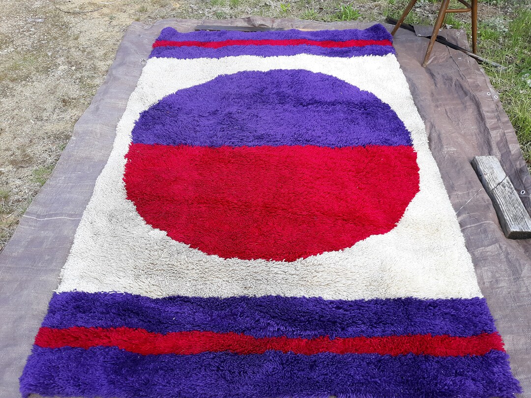Vintage Rya,ege,danish Modern,wool,pop Art,rug,large and Thick,5 X 8 ...